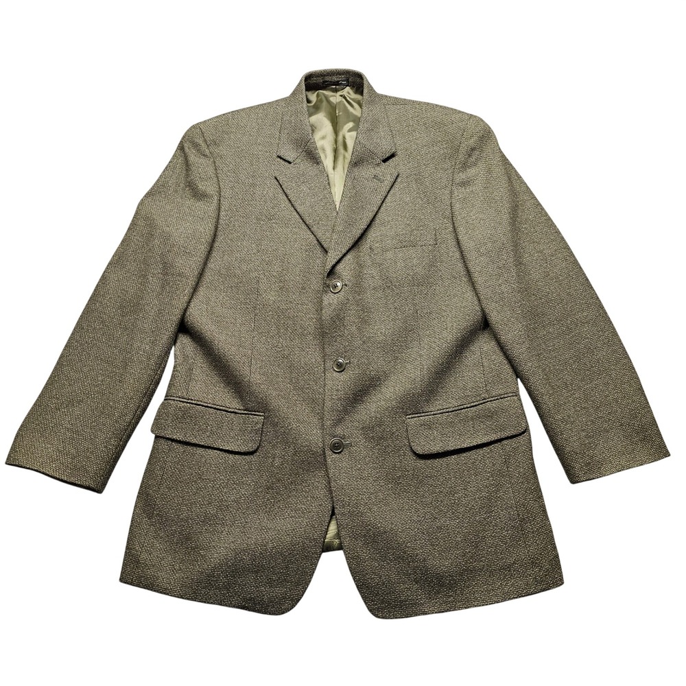 Alfani Mens‎ 40R Wool Blazer Olive Green Brown 3 Button Sport Coat P033008 Macys